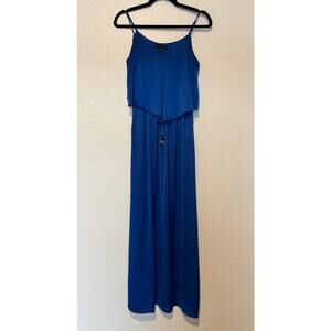 City Studio Women's Size XS Blue Double Layered Top Spaghetti Strap Maxi Dress